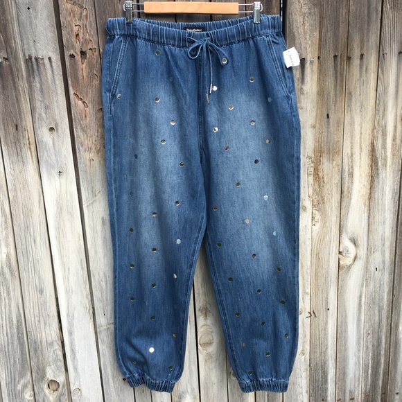 NWT Juicy Couture Del Mar Denim Jogger Pant Blue Wash XL - Picture 15 of 15